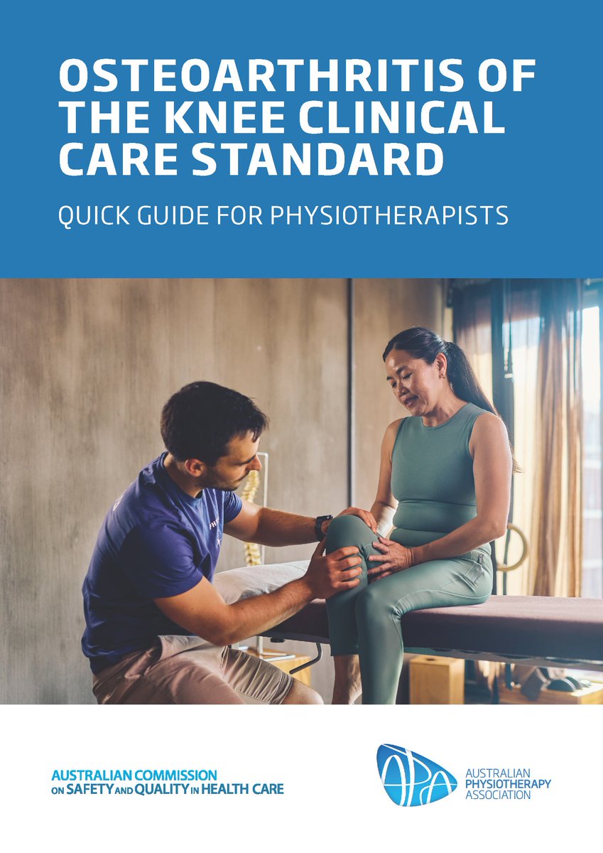 _arthwritethis's tweet image. "To assist physiotherapists in implementing the Osteoarthritis of the Knee Clinical Care Standard (2024), the @apaphysio collaborated with the @ACSQHC to develop a Quick Guide for Physiotherapists."
australian.physio/research/trans…