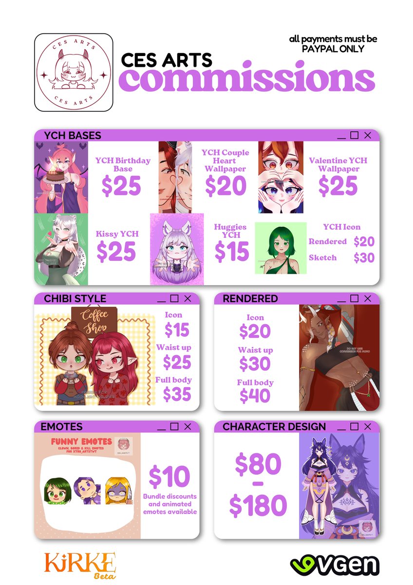 ces_aaart's tweet image. Here&apos;s my new commission sheet!

Comms are open on vgen and Kirke! ^^
Vgen- vgen.co/ces
Kirke- kirke.social/ces_aaart

likes and rt&apos;s are much appreciated! ^^