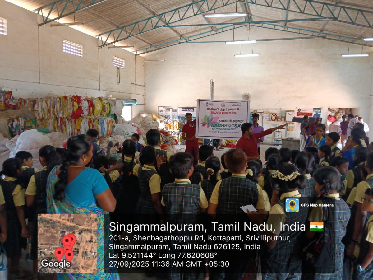 Greenowill_WM's tweet photo. At Greenowill’s MRF, students learned waste management from FSTP to MCC to MRF. Curiosity sparks awareness; caring hearts drive change.
@Wish_nu7 @Udhaystalin @mkstalin 

#Greenowill #WasteManagement #Sustainability #CircularEconomy #ThoomaiMission #Srivilliputhur #CleanTN https://t.co/786AbTJaX3