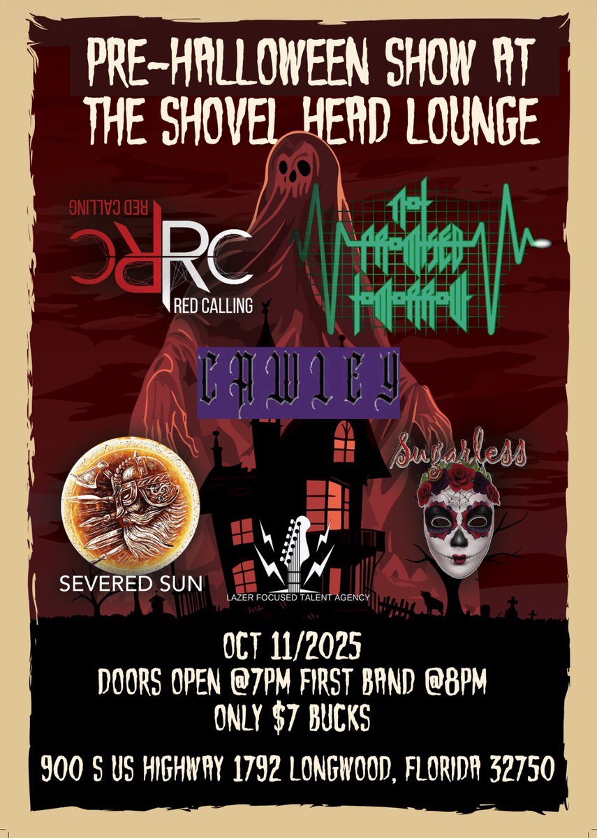 One week away!🔥Join us for an epic night of heavy riffs and raw energy on October 11th at @shovelheadlounge in Longwood, FL! 🔥#MetalNight #RockTheStage #HeavyMetal #RockMusic #MetalHeads #LiveMusic #MetalConcert #hardrock #ThrashMetal #MetalVibes #concertlife  #metal #hardrock
