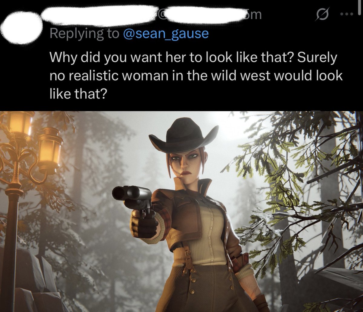 In no particular order:
1. It’s a game about cowboys and ghosts, it’s not realistic in the slightest.
2. Women are hot.
3. Redheads are hot.
4. I wanted to.