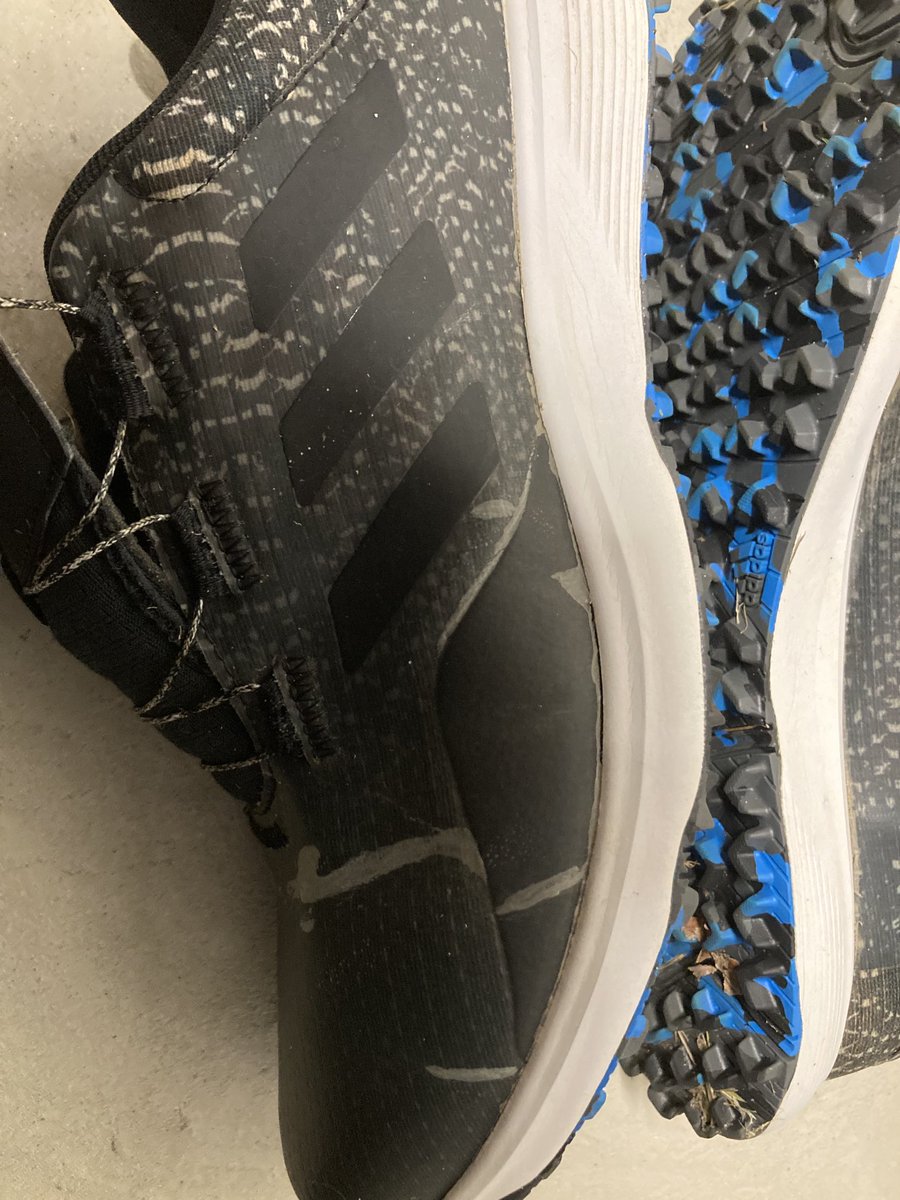 Dave_Ryan2000's tweet photo. ⁦@RiggsBarstool⁩ ⁦@FrankieBorrelli⁩ ⁦@BarstoolTrent⁩ Long shot, but I have been dealing with Adidas customer service to get these shoes replaced. Less than 6 months old, random white streaks show up, very not-waterproof! I heard you may have connections 🤔 https://t.co/naglIVVD8H