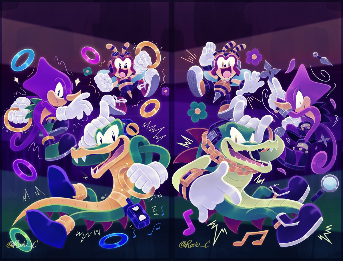Oh hey, my Chaotix 30th anniversary art made it to this year's Sonic Expo Dallas :D