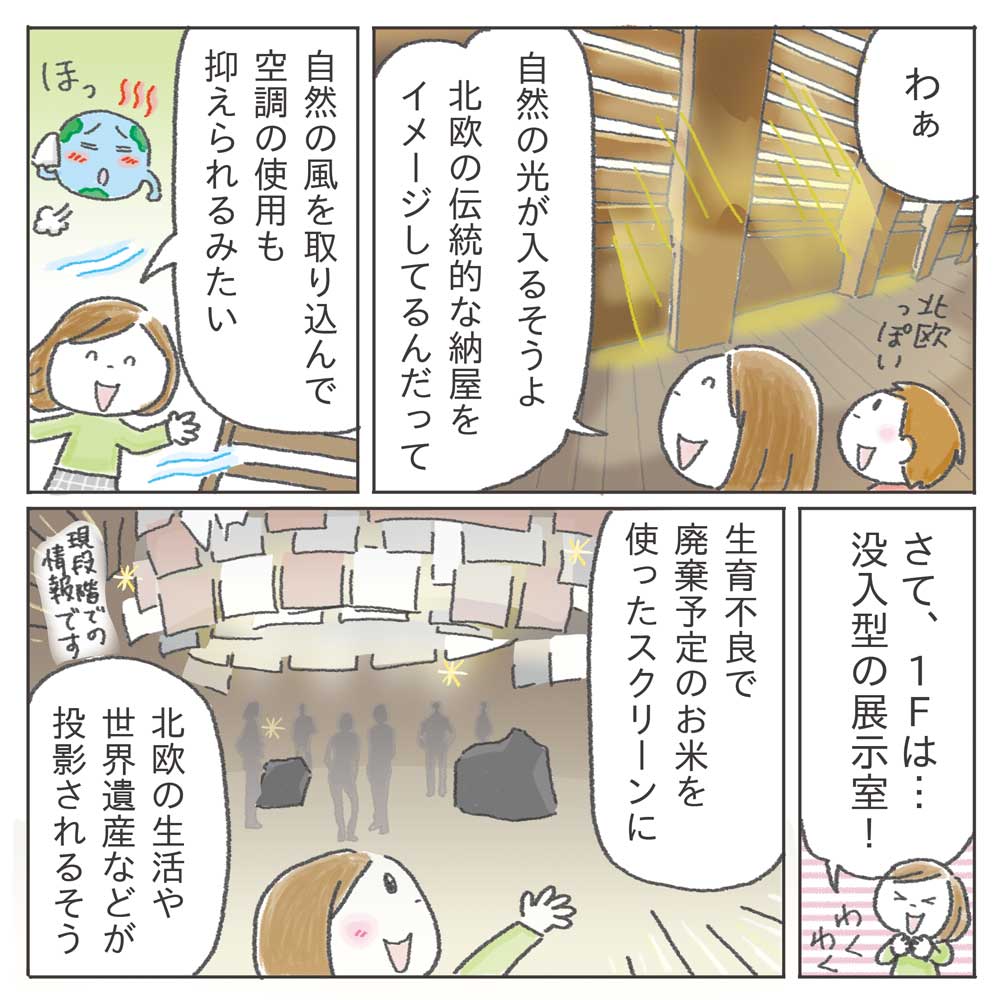 ②『北欧パビリオン、なかはどんな感じ?(1)』の巻
竣工セレモニーのコマ、今見るとちょっと泣ける。 