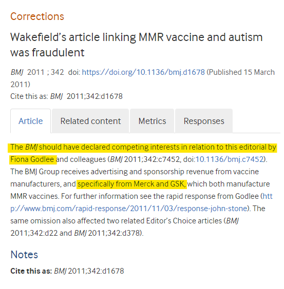 Jikkyleaks's tweet photo. You can see why Fiona Godlee was so happy to lie about @DrAndyWakefield's paper because the @bmj_latest were being paid by Merck and GSK to take him out. 

Gullibility is a dangerous character flaw in someone in such an influential position. 

#BMJGate https://t.co/xXDQM7fkH7
