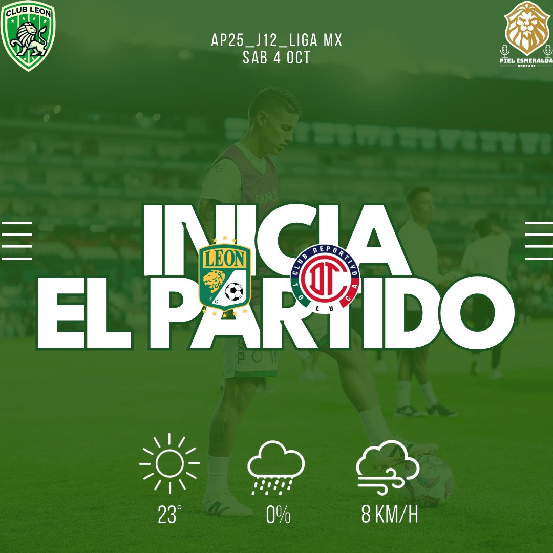 🕖 INICIO DEL PARTIDO

» COMIENZA EL PARTIDO ⚽

Rueda el balón en el Nou Camp, la Fiera busca rugir ante Toluca.
1T | León vs Toluca

#PielEsmeralda #DaleLeón