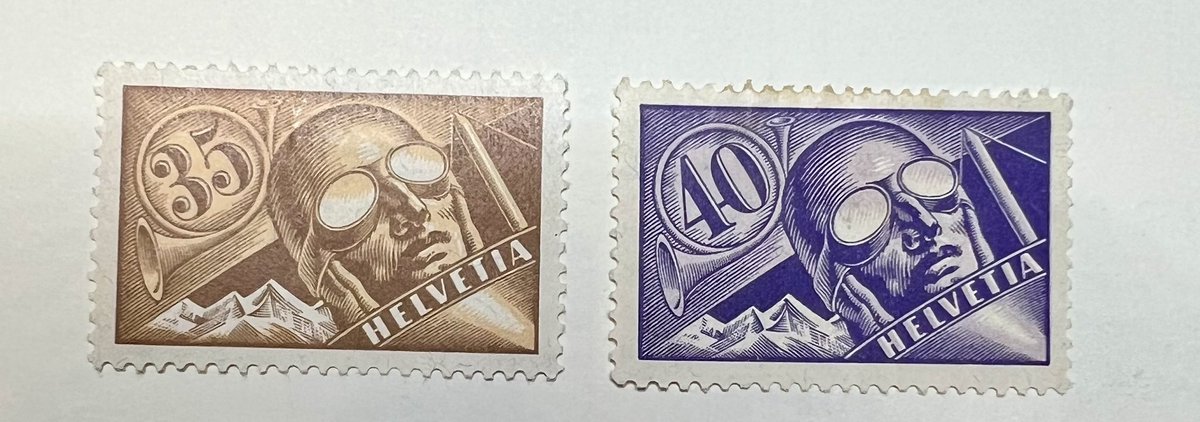 Pretty creepy looking airmails from Switzerland from 1924, just in time for Halloween. The retro look was ahead of its time. #philately #stamps Switzerland 🇨🇭