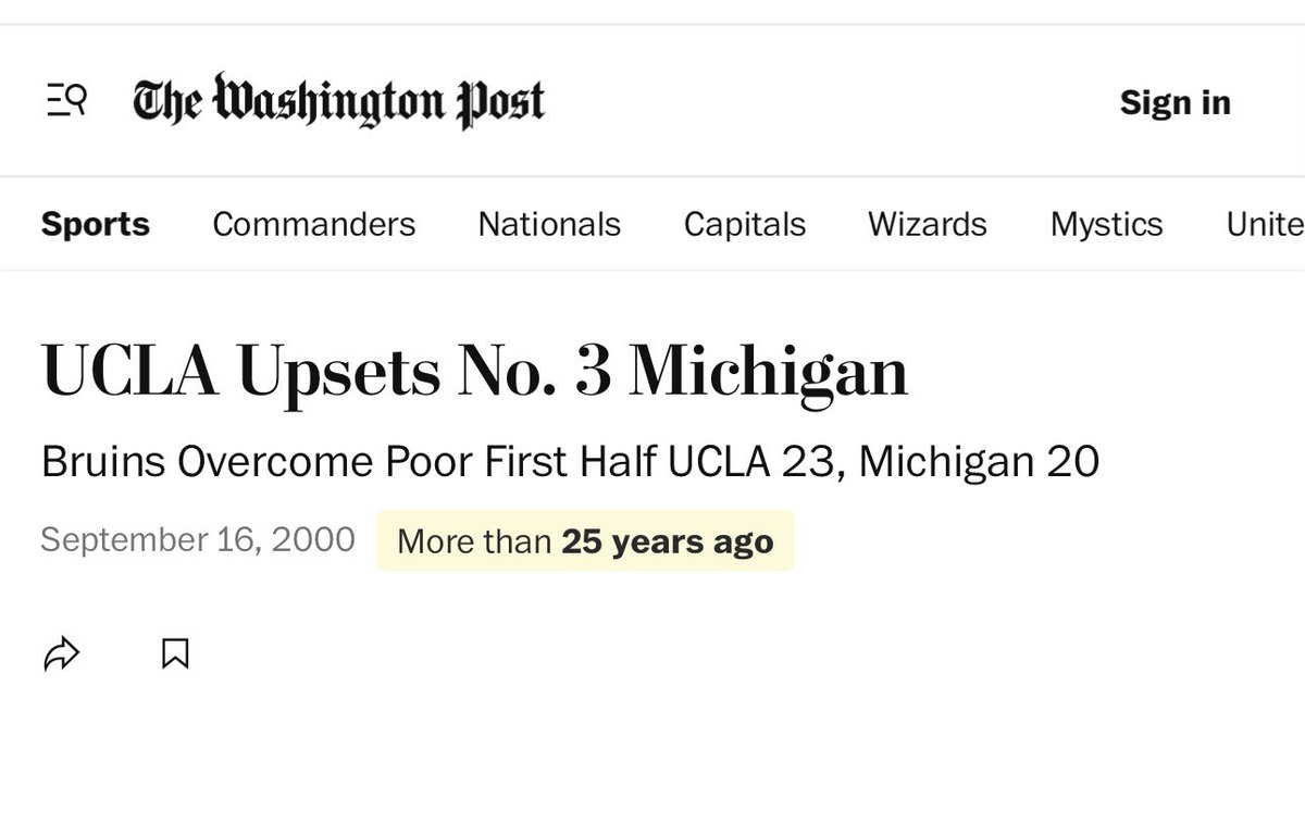 MrTPSM's tweet image. Canโt say Iโm all that surprised UCLA pulled off an upset of Penn State in the Rose Bowlโgiven that they once knocked off the #3 team in the country there too, lol:
washingtonpost.com/archive/sportsโฆ