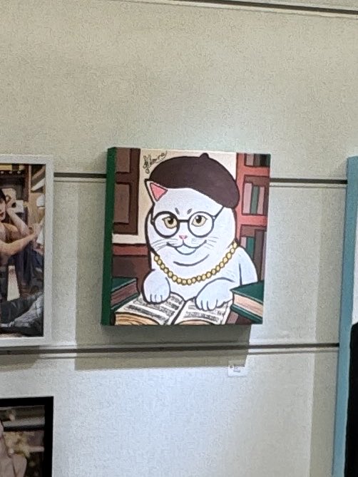 tsukiemon_type2's tweet image. 美しい人が描く絵はとても美しかった✨
ベレー帽ネコちゃん可愛い😘🐈
個展開催おめでとうございます👏

#音羽美奈 #みなぽち