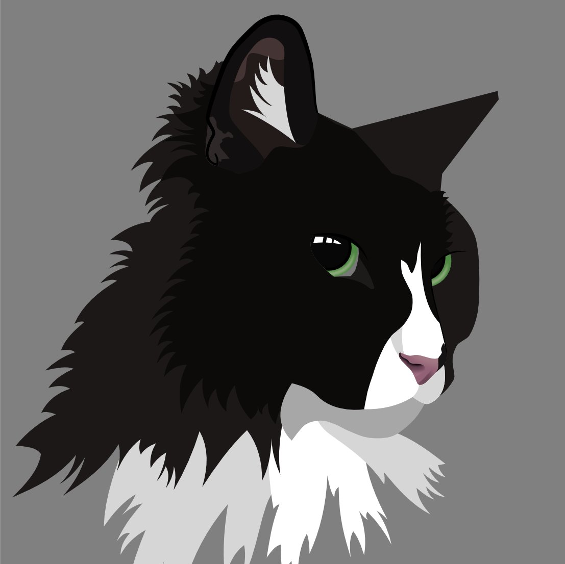 MagikChanceArt's tweet image. Working on a vector portrait of my cat. I think I might use this as my new profile picture.

#WIP #vectorart