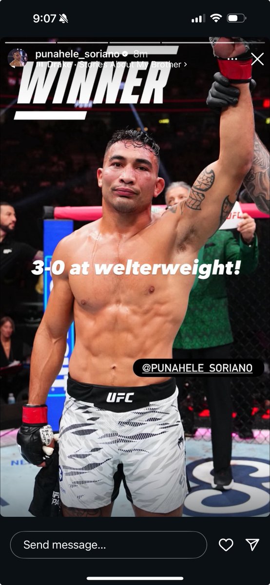 Look at my man, <a href="/puna185/">Punahele Soriano</a>! Congrats, buddy! <a href="/ufc/">UFC</a> <a href="/UFCNews/">UFC News</a> #UFC #Welterweight #PunaPower