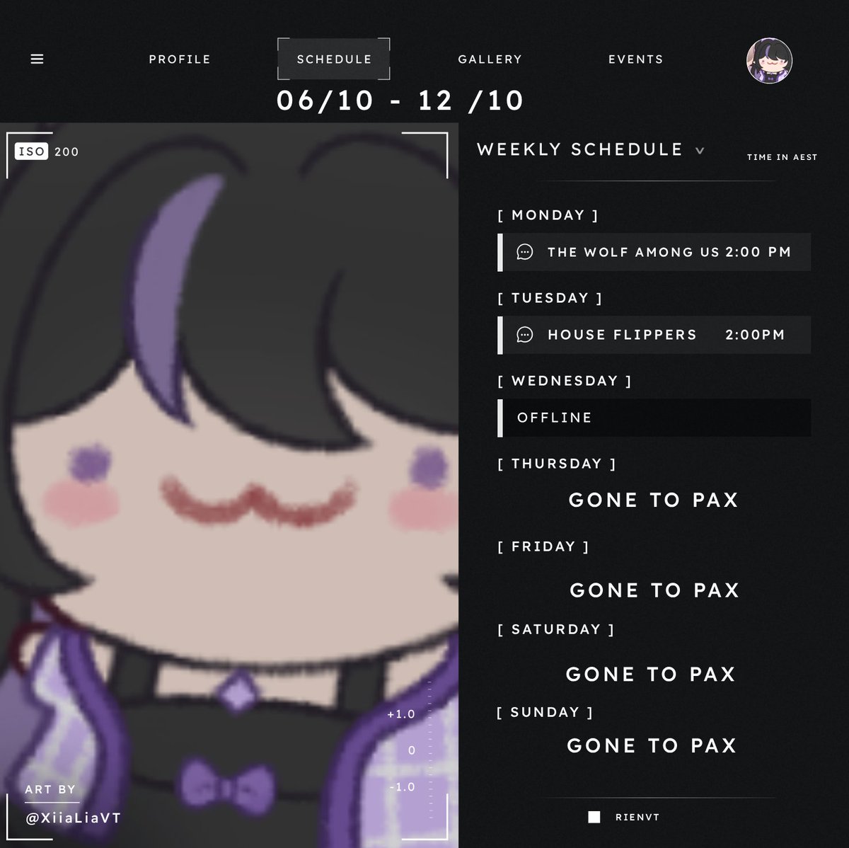 ------SCHEDULE TIME 🪻------
Hi everyone!!! Let's hang out before I leave for PAX next weekend. If you guys are going, hope to see you there. &gt;U&lt; .
See you there
----------------
Links: twitch.tv/rienvt discord.gg/8R8m5xrsuP
 #streamschedule #Vtuber #vtuberen #rienvt