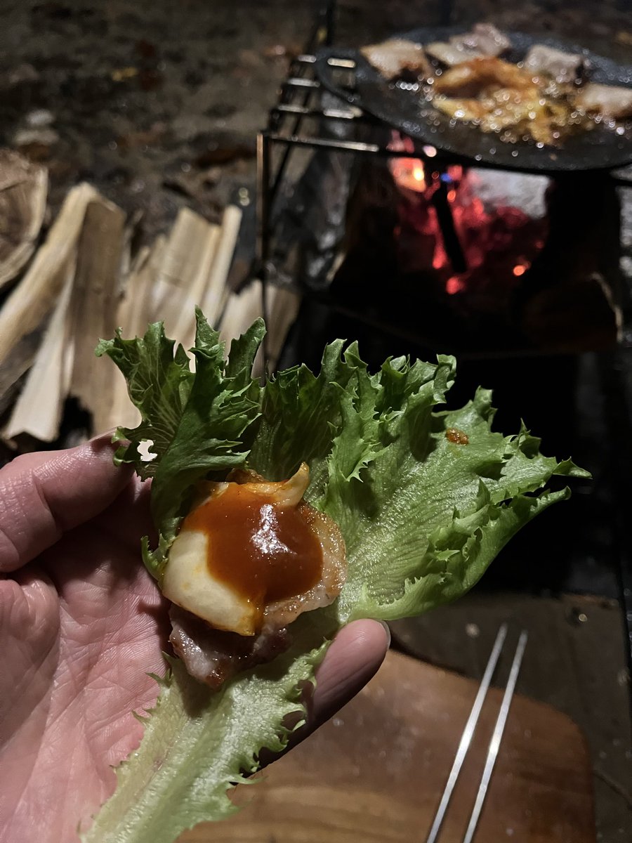 bakudan_camp's tweet photo. ダイソーのマルチグリドルで
サムギョプサルやってみた。
最高でした。
#ダイソーのマルチグリドル 
#ダイソー #マルチグリドル 
#サムギョプサル #キャンプ 
#ソロキャンプ #山王谷キャンプ場 https://t.co/eKuYFSqLYj