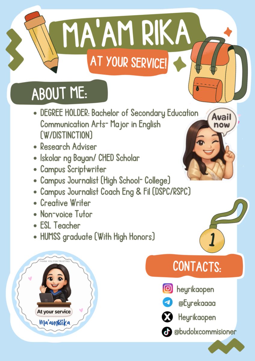 Heyrika|OPEN for comms| BSE GRAD|MASTER ED tweet media