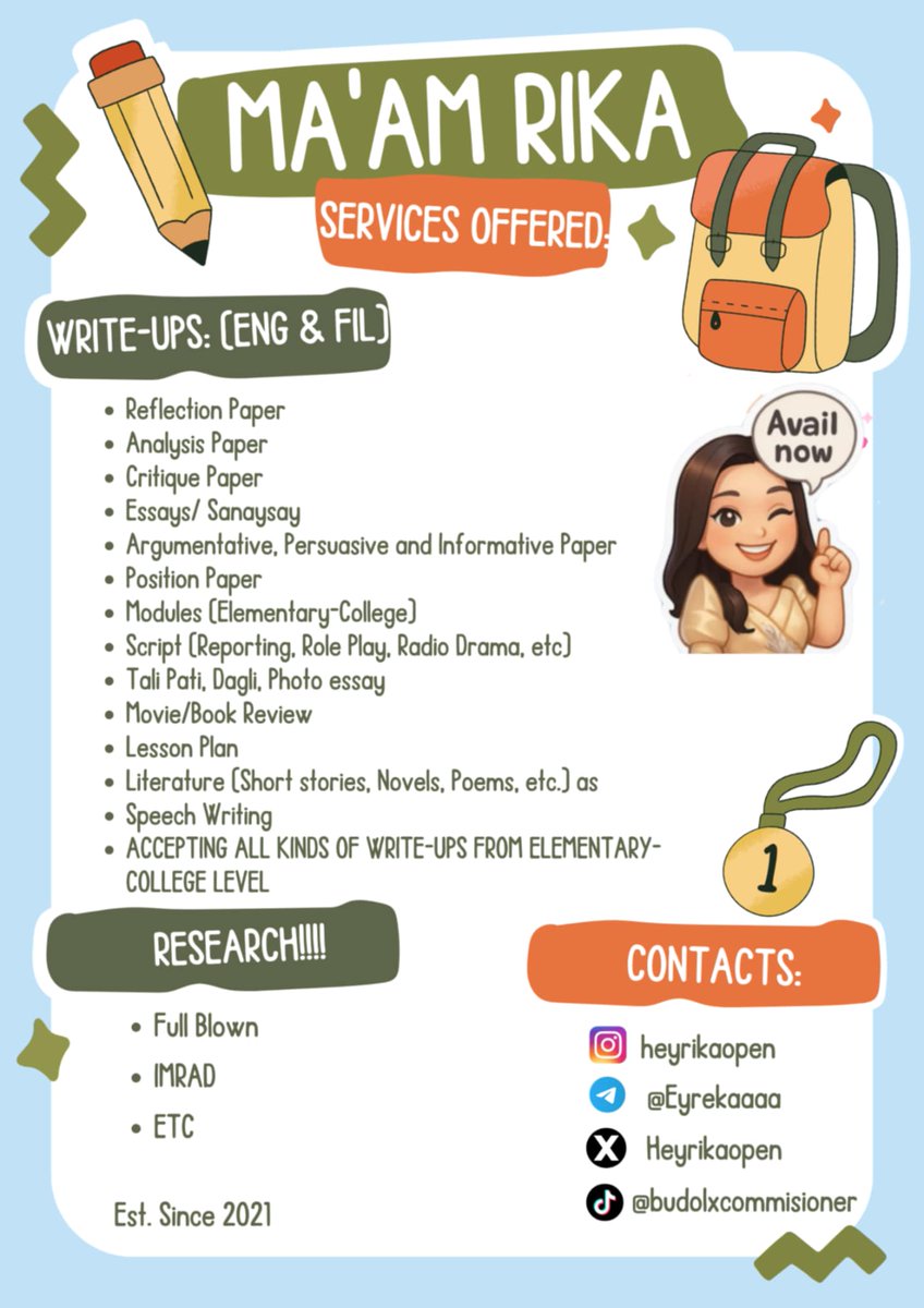 Heyrika|OPEN for comms| BSE GRAD|MASTER ED tweet media