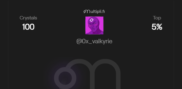 0x_valkyrie's tweet photo. 💎Crystal Event now LIVE on @multiplifi 👀
how ?
➡️go to : https://t.co/5GG35iBA2f
➡️Click crystal
➡️Connect X
➡️Follow Multipli X 
➡️Earn 100 crystal ~ $33
➡️Earn more by Yapp
➡️You can sell your CRYSTAL or you cand HOLD it till TGE

Do it NOW or NEVER 👀
#MultipliFi https://t.co/v00JfjRUCT