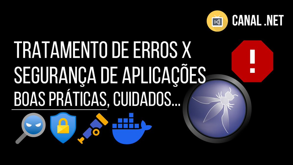 RenatoGroff's tweet image. Novo vídeo no Canal .NET -> Tratamento de Erros x Segurança de Aplicações: boas práticas, cuidados... -- Link: youtube.com/watch?v=nf8zqG…
C/ @diegoonazure @brunobritodev
#errorhandling #owasp #security #cybersecurity #devsecops #observability #monitoring #opentelemetry #docker