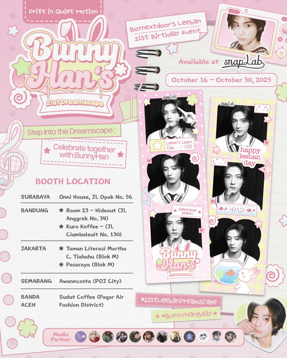 𝘋𝘳𝘦𝘢𝘮𝘴𝘤𝘢𝘱𝘦 𝘰𝘧 𝘓𝘦𝘦𝘩𝘢𝘯: 𝘊𝘩𝘦𝘳𝘪𝘴𝘩𝘦𝘥 𝘔𝘦𝘮𝘰𝘳𝘪𝘦𝘴

2025 leehan photobooth event by <a href="/freewlove/">𐙚</a>

📍Snaplab
🗓️ 2025.10.16 - 10.30
Pose, share a smile, and let the camera freeze your love for leehan 📸💕

#21stLeehanDreamscape #BunnyHanBday