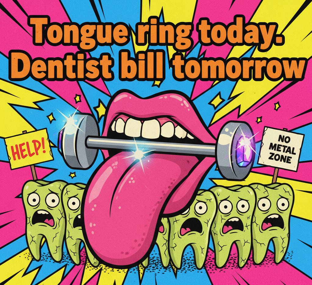 digitellortho's tweet image. 🛑 STOP🛑 
Did you also think that a Tongue ring = instant cool ?
Then this one’s for you cos your molars just RSVP’d, ‘We are terrified!’ 🚨 👇🏻

#PiercingTruths #ToothTalk 
1/n