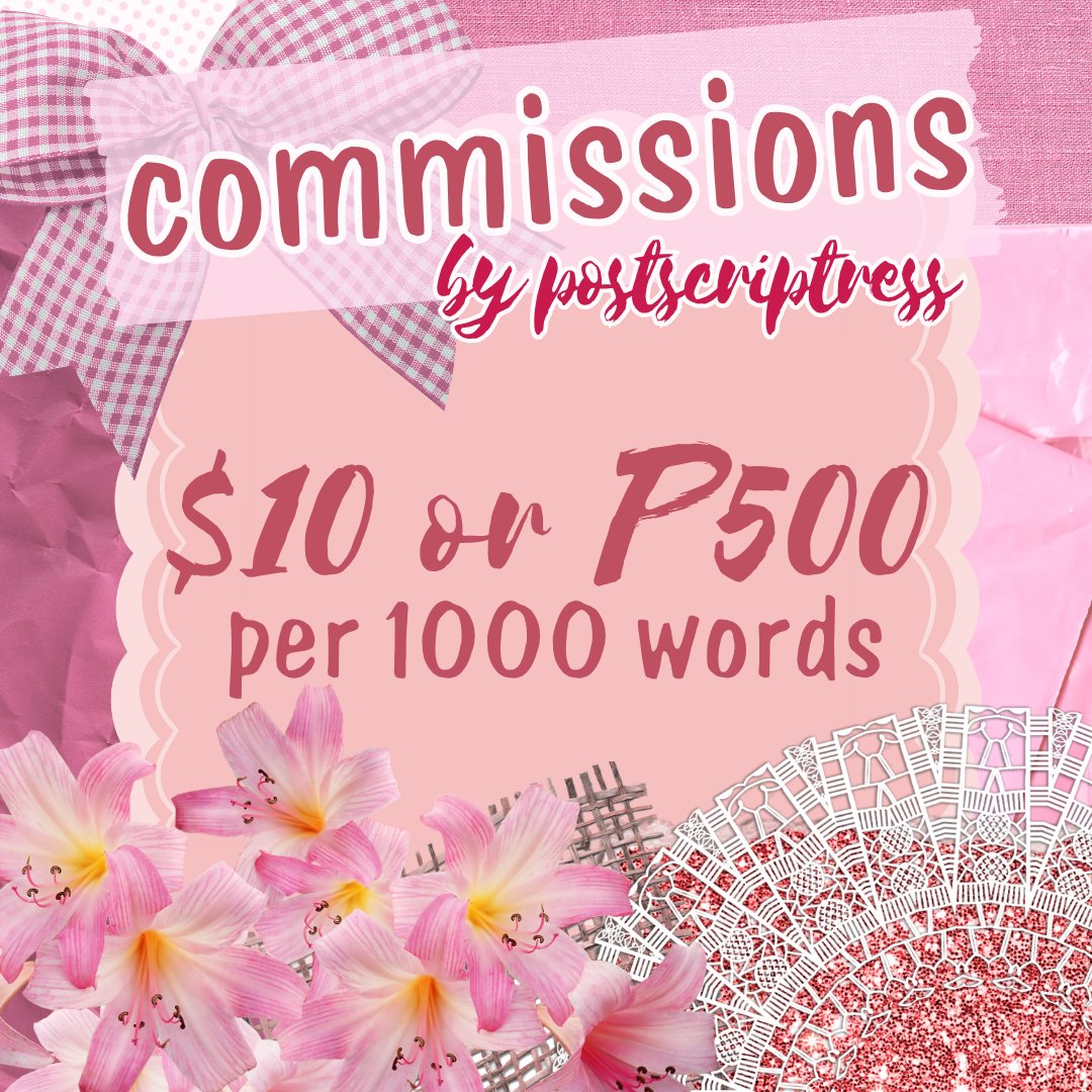 postscriptress's tweet image. 🌸updated commissions post🌸

☕️ ko-fi.com/patriciaselina
👀 other payment methods available upon request

#opencommission
#commsPH #commissionsopen #commsopen #translationcomms