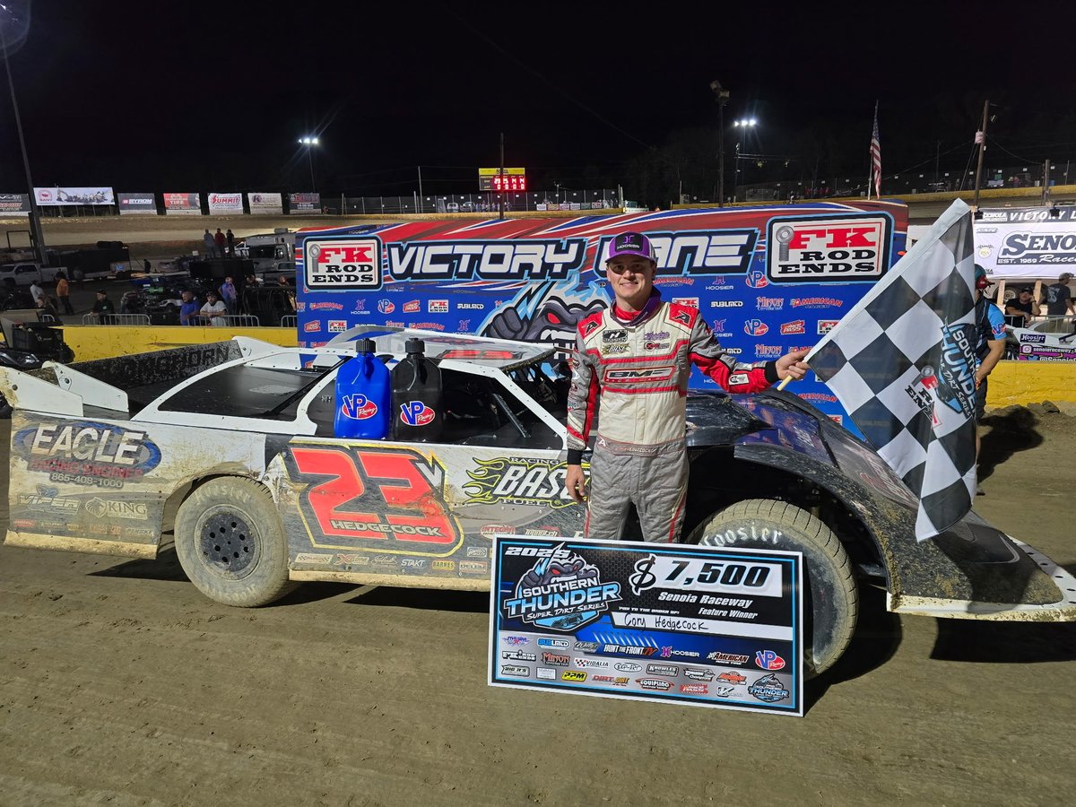 Cory Hedgecock makes it THREE-IN-A-ROW with the <a href="/SoThunderSDS/">Southern Thunder Super Dirt Series</a> here at <a href="/SenoiaR/">Senoia Raceway</a>! 🏁