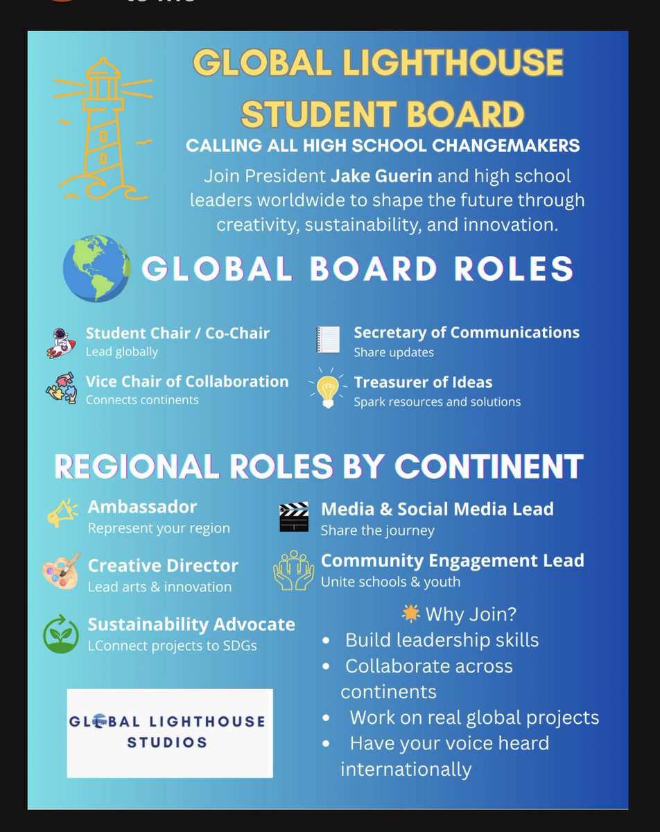 Call all HS and University students- join our student team! docs.google.com/forms/d/1xqtVA… <a href="/SDG2030/">SDG2030</a> <a href="/WaltzinPeacock/">WaltzinPeacock (Marcella Hoff)</a> <a href="/marcelavillan1/">Marcela Villan♥️#T4countryambassador</a> <a href="/GlobalLighthou3/">Global Lighthouse Studios</a> <a href="/GloEmp22/">Globally Empowered</a> <a href="/dannybrook734/">Dan 🎙️</a>