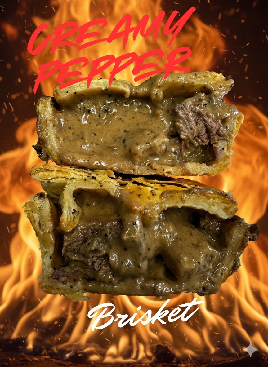 Creamy pepper is a popular item but we decided to level it up this month by using slow cooked grass fed, hormone free brisket from Tasmania for a real beefy flavour, and added more pepper. Delicious. Only at the shop or online at punkdoily.com