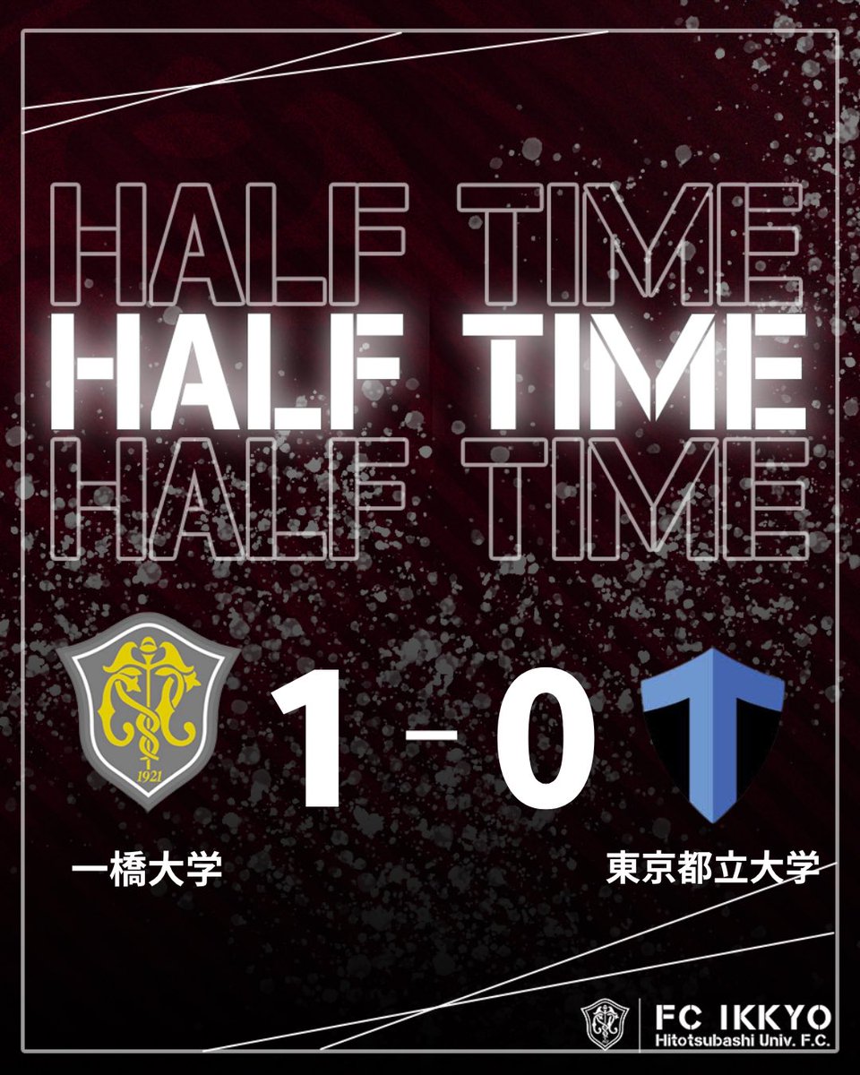 fcikkyo's tweet image. 🔴HALF TIME🔴

🏆国公立リーグ　第6節
🆚#東京都立大学 

⌚️ハーフタイム
#一橋大学 1-0 #東京都立大学 

YouTubeライブで配信中🔽
youtube.com/@fcikkyo_YouTu…

#fcikkyo #一橋ア式 #国公立リーグ