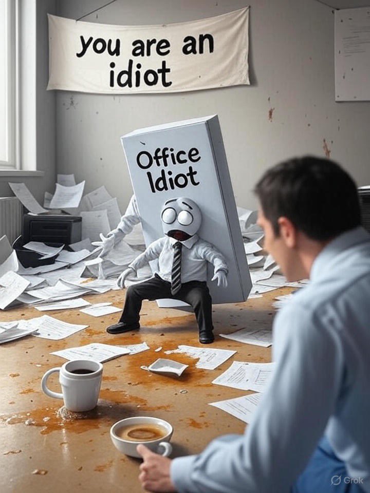 OfficeIdiotJrnl's tweet image. Day 1 of the 3-day “training” by our office genius: no plan shared, systems a mess—spent it firefighting their chaos. Days 2-3? Constant interruptions and parroting the trainer’s questions like a broken AI trying to look smart. Epic fail! #OfficeIdiotJournal
#cubicle #officework