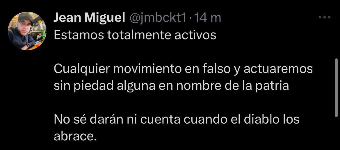 Capturamos un post de alguien que lo borró momentos después, al parecer está al servicio del narcoterror, por eso todos deben permanecer a buen resguardo cuando llegue el día D
