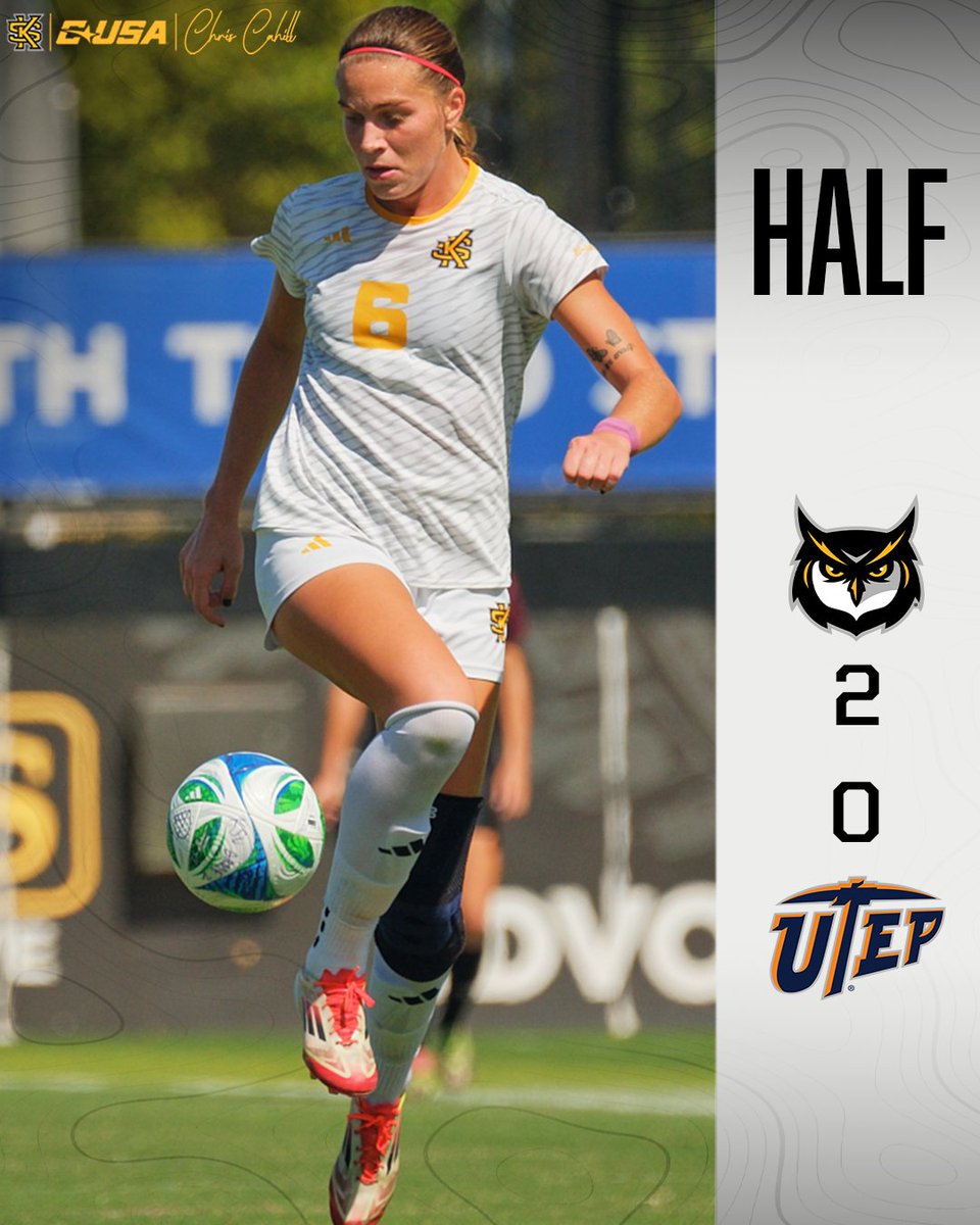 KSUOwlsSoccer's tweet image. Up ✌️ at half!

#HootyHoo 🦉 | #OneShot