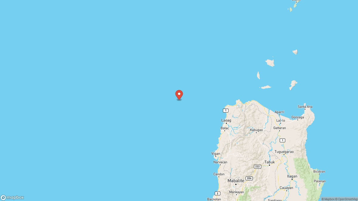 QuakeAlerts's tweet photo. A magnitude 5 earthquake took place 106km West of Pasuquin, Philippines at 01:45 UTC (17 minutes ago). The depth was 10km and was reported by NEIC. #earthquake #earthquakes #Pasuquin #Philippines https://t.co/zRKeqwm0ae