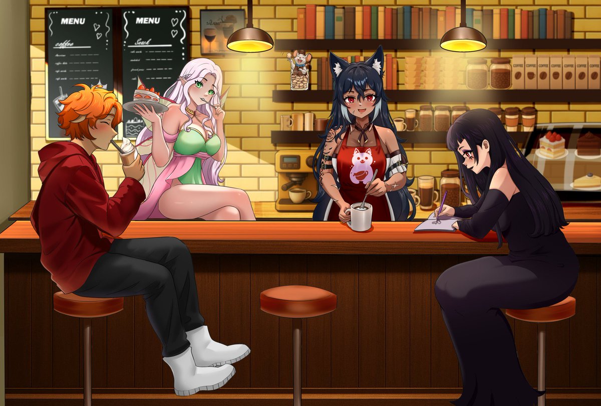 Always happy to have my friends over for to hangout and have a drink, even after hours! Any day any time the door is open 🧡

🎨: <a href="/Khiaki2/">Khiaki | comms open🎨</a>