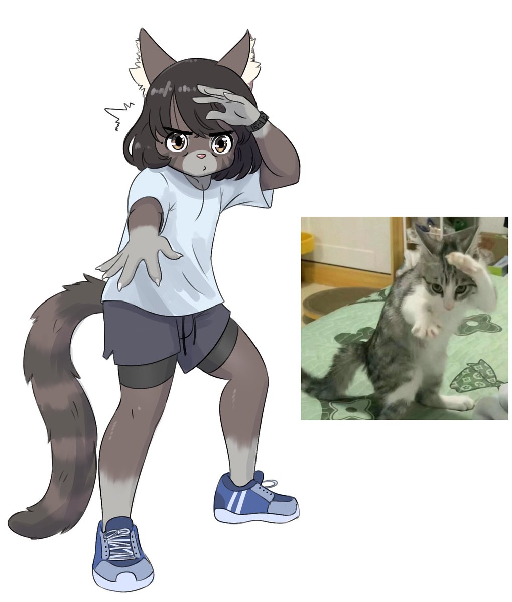 Weird and cringe cat boy pose for Caturday 🐱