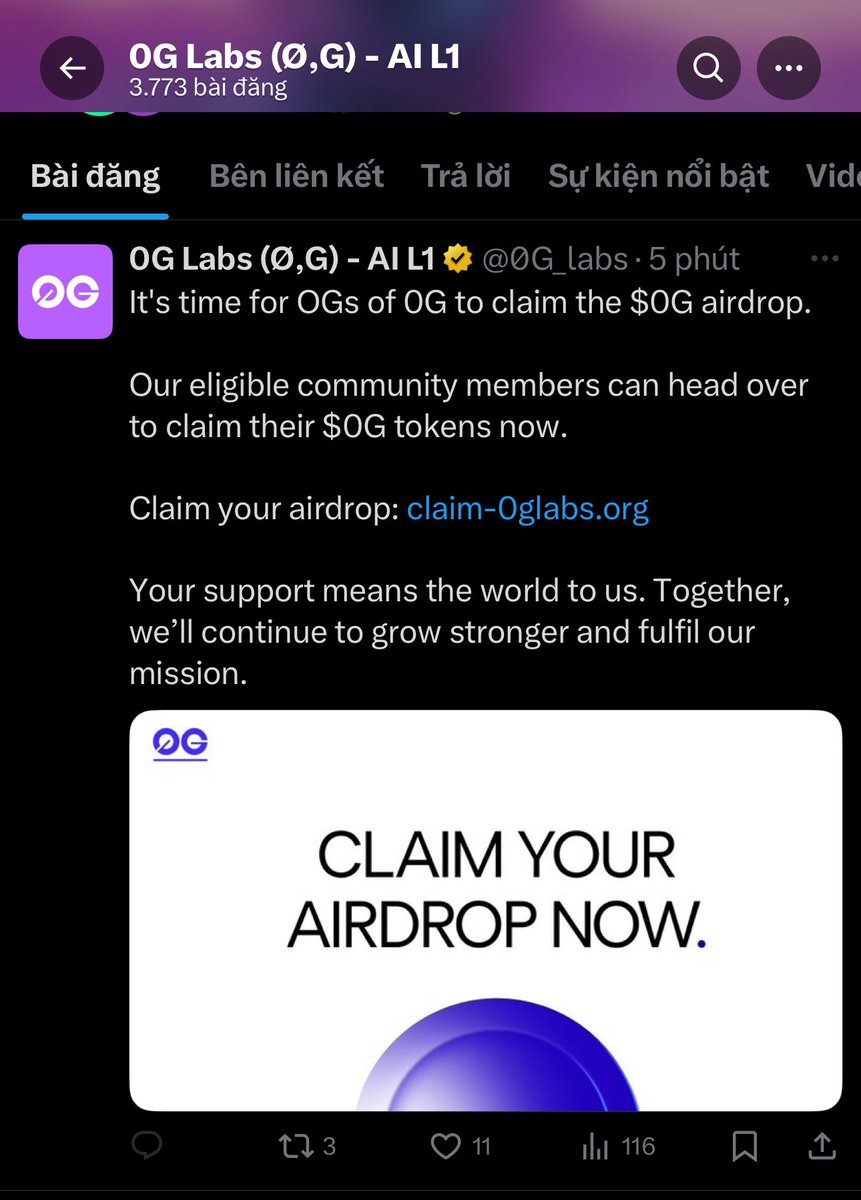 JsRain_channel's tweet photo. ❌🙅 Tài khoản X của #0glabs đang bị hack anh em ko click vào link claim airdrop kẻo bay ví nhé! https://t.co/dvYfEFDPCN