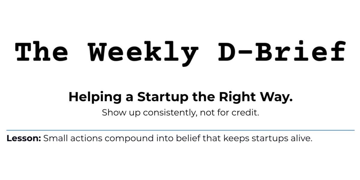 iamdevrajpatel's tweet image. Everyone says, “I’ve got your back.”
Few actually show up.
Founders don’t need pep talks; they need follow-through.
Buy. Share. Connect.
That’s how startups survive.
Read now on The Weekly D-Brief: theweeklydbrief.beehiiv.com/p/helping-a-st…