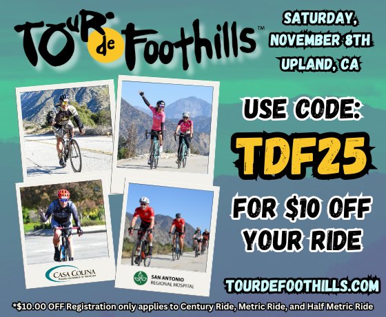SoCalCycling's tweet image. Ride for Veterans – Save with Code TDF25!

Join the @TourDeFoothills Bike Ride on November 8th

More Info &amp;amp; #Register @ mailchi.mp/socalcycling/t…

#TourDeFoothills #VeteransRide #RideToHonor #CyclingForACause #Sponsored