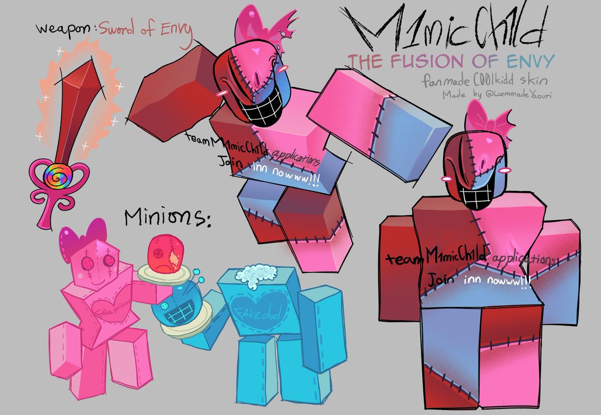 Forsaken_News's tweet image. ❓Skin Concept❓

An UNOFFICIAL skin concept for C00lkidd, named &quot;M1micCh1ld C00lkidd&quot;!
Made by: @LuzmonadeYaouri!

#Forsaken #forsakenroblox #forsakenart