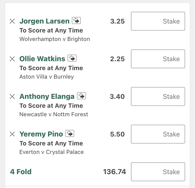 🏴󠁧󠁢󠁥󠁮󠁧󠁿

2/4 last time out. Calvert-Lewin missed a sitter too… 

Here’s tomorrow’s effort. Decided to use the Sunday slate this weekend. 💣