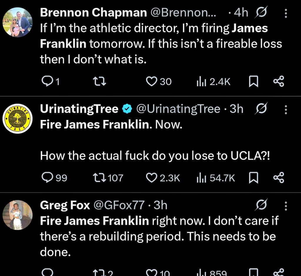 HuskGuys's tweet image. Penn State fans handling the UCLA loss well.