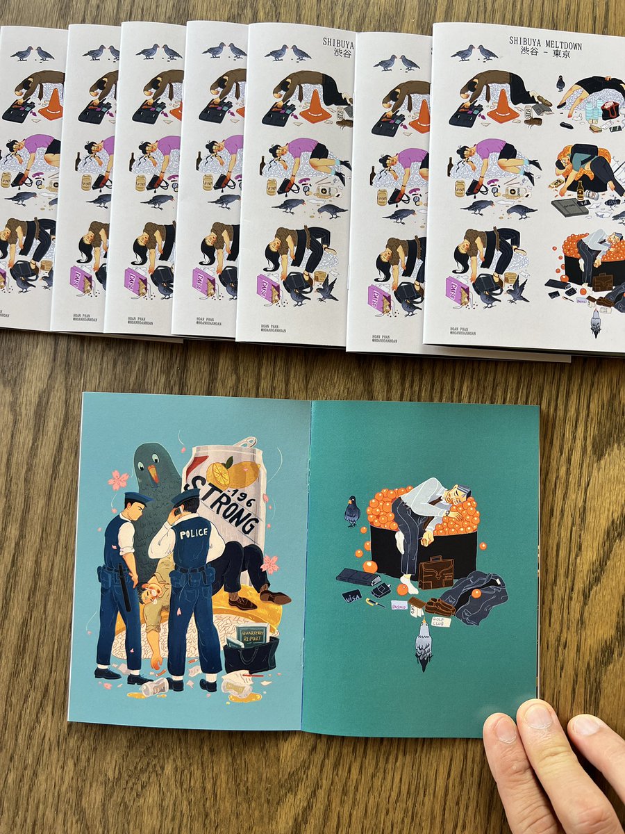 hoanphanart's tweet photo. I release my first Zine: SHIBUYA MELDOWN - series illustrations of drunken people in Shibuya. If you want to buy you could PayPal me, link in bio and dm me your address: 1000yen or 6USD. Please help to share it to more people #zinelover #zineart #tokyo https://t.co/waUwBDhkM3