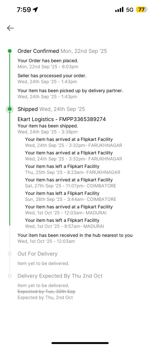 hpbrokeout's tweet photo. @Flipkart Hello all , I am a flipkart plus , I ordered Yonex Arcsaber 7 pro on Sept 22, #BigBillionDays in which promised delivery date was on Sept 30. But order was delayed to Oct 1 and till now as of on Oct 5, 2025 . Order has been in hub
OD335539964323632100 
@flipkartsupport@Flipkart https://t.co/IIEHxXYL5E