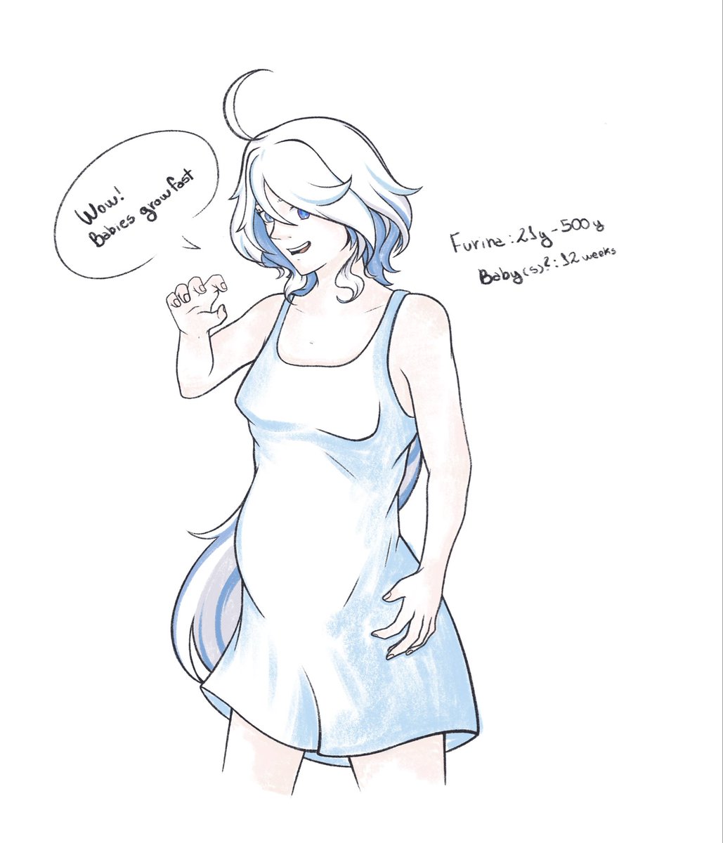 iwxtermeloon's tweet image. kinda late… but day 4 of #pregtober2025 ! here it is furina belly growing