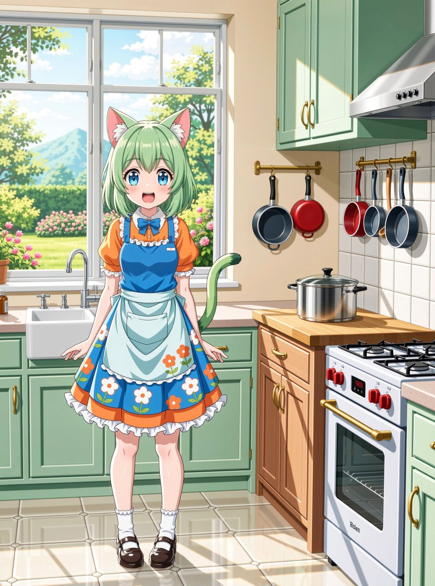 phyblas's tweet image. 忙しい昼に猫の手料理食べたくにゃい？

#AIart #AIイラスト #QwenImage #猫耳