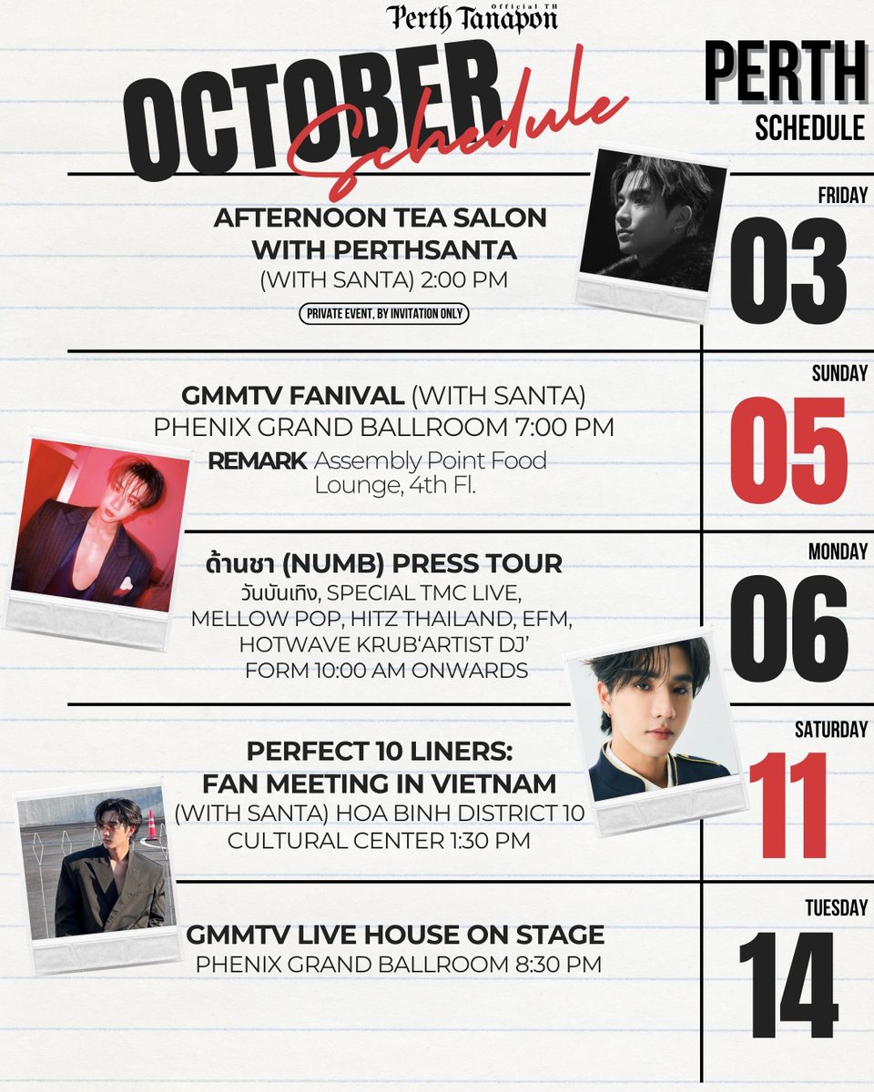 PerthOfficialTH's tweet image. ✨UPDATE✨#PerthTanaponSchedule

🖤October 2025🖤

#PerthTanapon #KDPPE
@perthppe