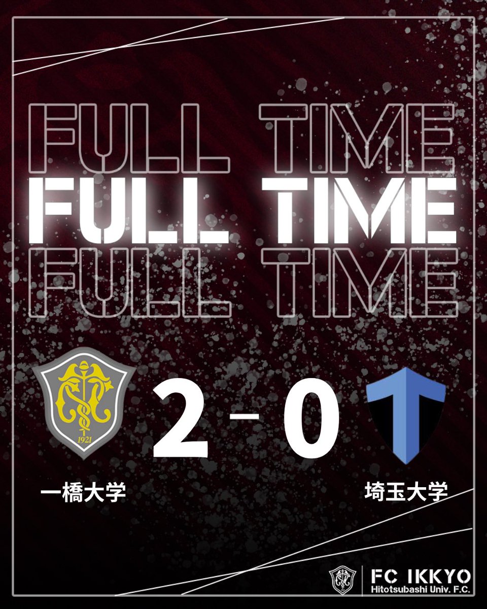 fcikkyo's tweet image. 🔴FULL TIME🔴

🏆国公立リーグ　第6節
🆚#東京都立大学

⌚️試合終了
#一橋大学 2-0 #東京都立大学

現地、YouTubeでの応援ありがとうございました！

#fcikkyo #一橋ア式 #国公立リーグ