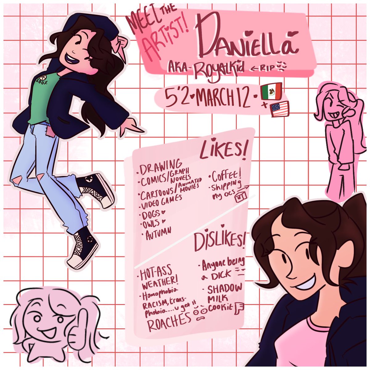 rroyal_kidd's tweet photo. 💕 MEET THE ARTIST 💕
After 5 long ahh years …. Also name reveal 😝

Pls do like and share this!! Any kind of support is appreciated! :) 
#smallartist #MeetTheArtist #fyp #ocs #ocsona #sketchbook https://t.co/6k4fJuOfLU
