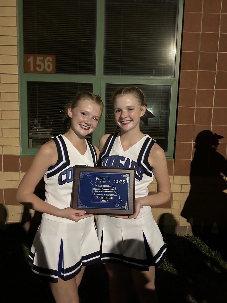 Congratulations to our Lutheran High Cougar cheerleaders for being the regional champs! A shout out to Alyssa and Olivia for being dual sport athletes in xc and cheer! Way to go!