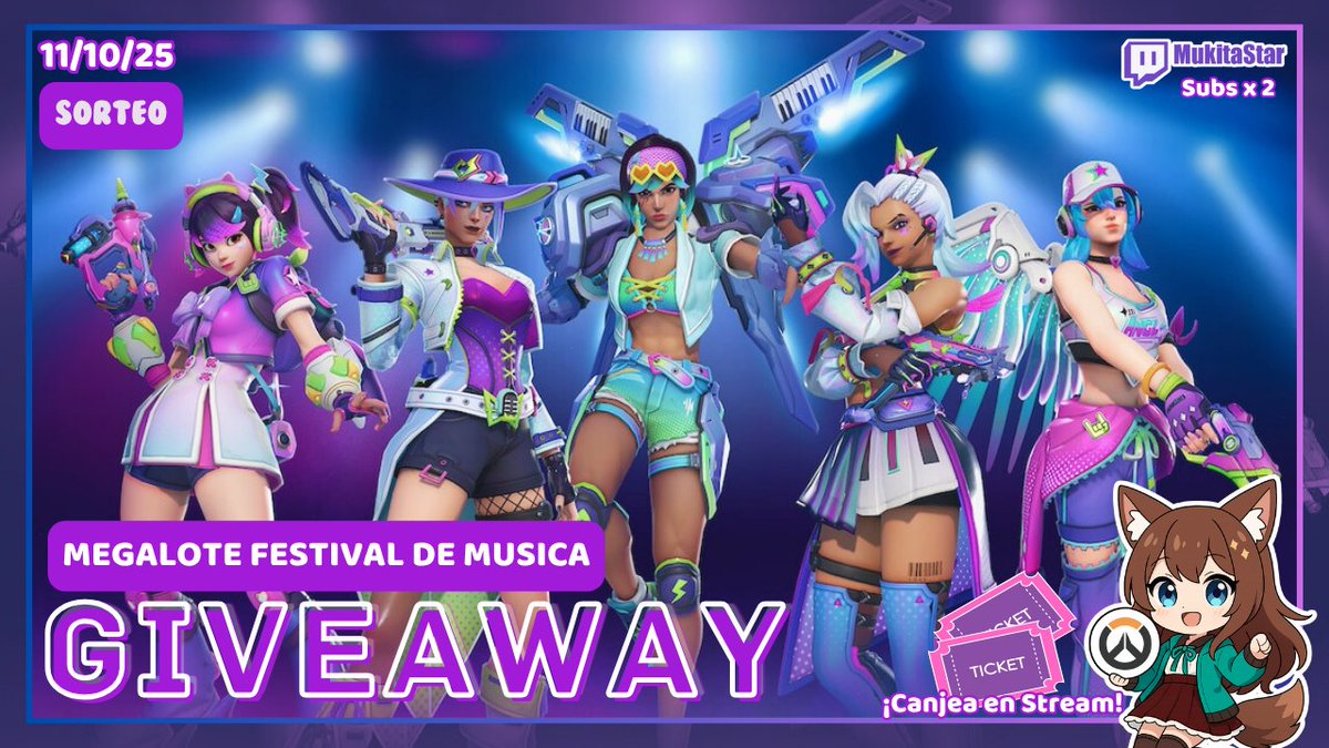 ⭐️ SORTEO ⭐️
¡Megalote Festival de Música para la comunidad!
Requisitos:
- Seguirme en X y Twitch
- Mencionar a un amig@
- Dar RT + Like
- Canjea la recompensa de mi canal
-11/10/2025

¡Mil gracias a Blizzard y <a href="/OverwatchLATAM/">Overwatch</a> por la oportunidad! 
#OW2LATAM #OW2MusicFestival