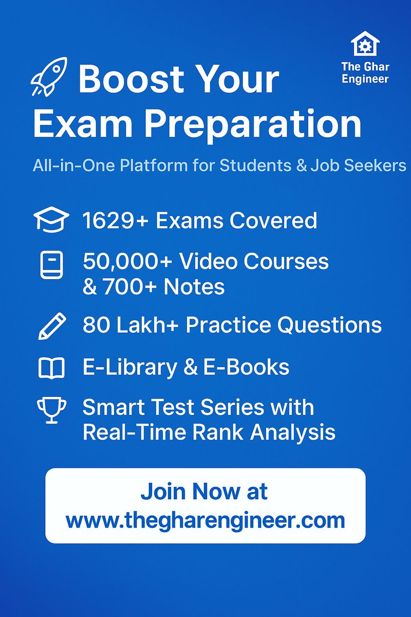 mithileshcivil1's tweet image. 🚀 Competitive Exams की तैयारी अब smart और आसान!
The Ghar Engineer के साथ पढ़ो, टेस्ट करो और rank बढ़ाओ!
🌐 thegharengineer.com

#TheGharEngineer #ExamPrep #SmartStudy #CompetitiveExams #SuccessJourney